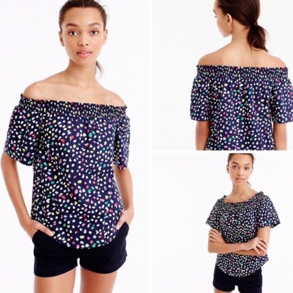 J Crew Off-The-Shoulder Top in Ratti Happy